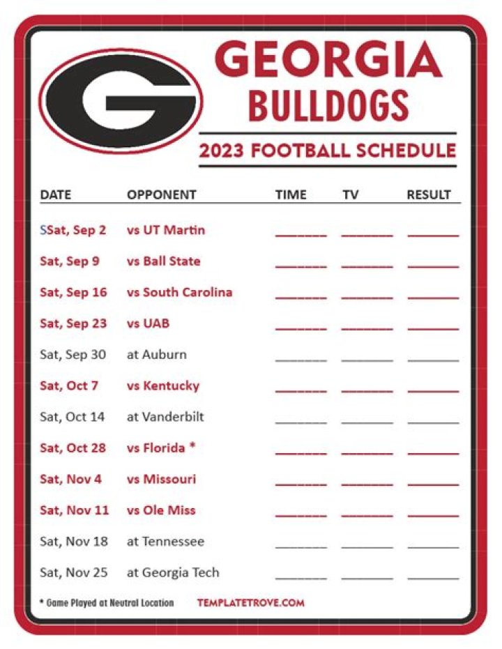 2023 Georgia Football Schedule | College Football Network