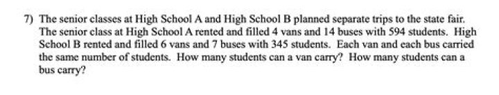 The senior class at high school A and high school B planned separate trips to the state fair. There